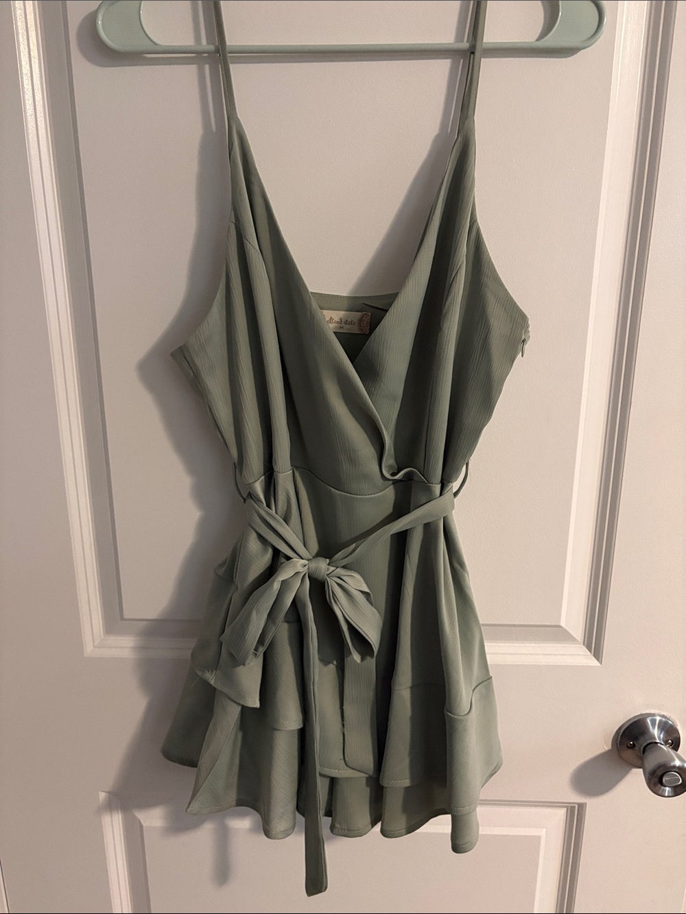 Sage Green Tiered Wrap Romper